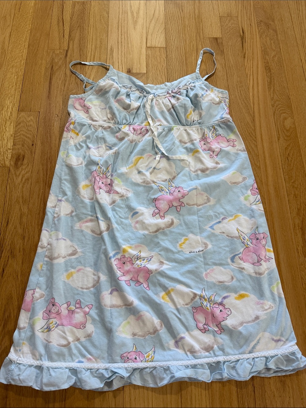 Nick & Nora Cotton Flying Pigs Nightgown Sz L